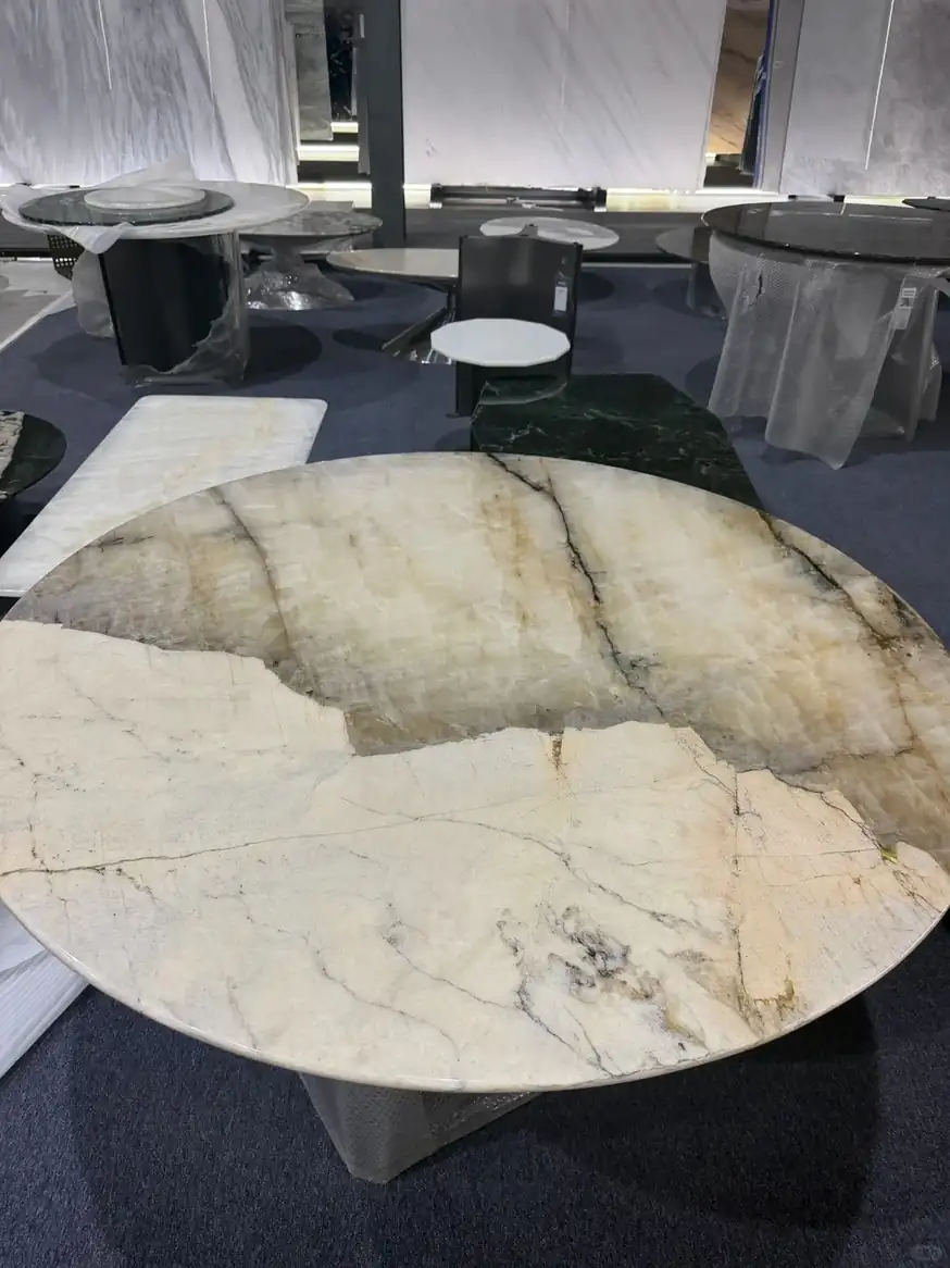 Large-format sintered stone production and stock